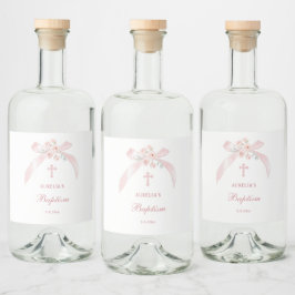 Blommig Rosa Slöja Dop Spritflaskor Etikett