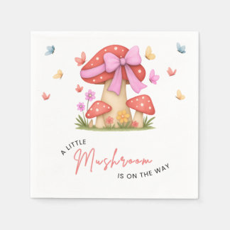 Blommig Rosa Slöja En Liten Svamp Baby Shower Pappersservett