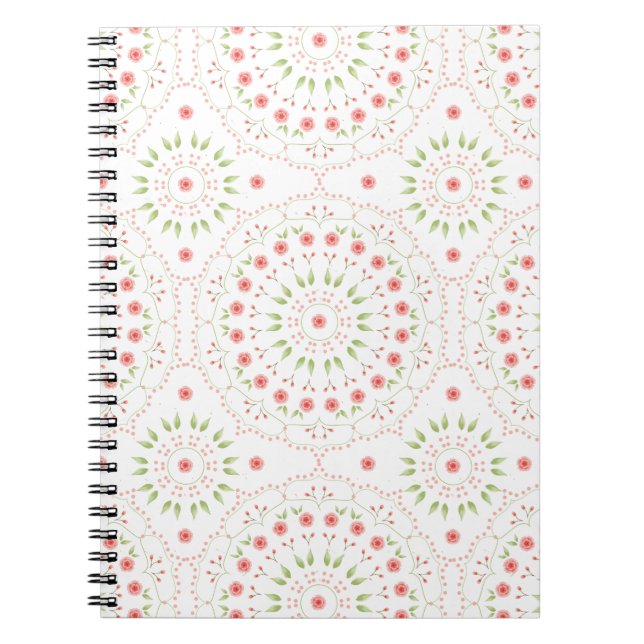 Blommig Rosa Söt Chic Minimalistisk Mandala Mönste Anteckningsbok (Framsidan)