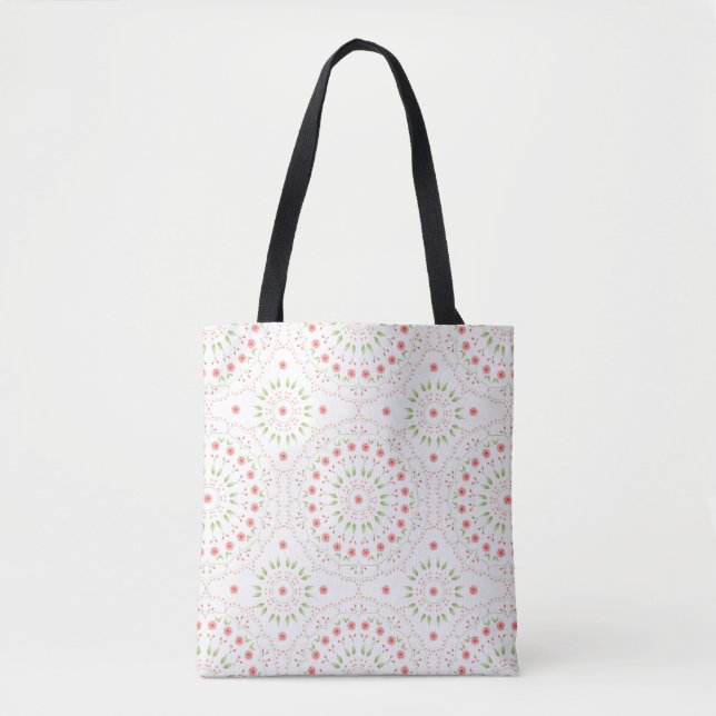 Blommig Rosa Söt Chic Minimalistisk Mandala Mönste Tygkasse (Framsida)