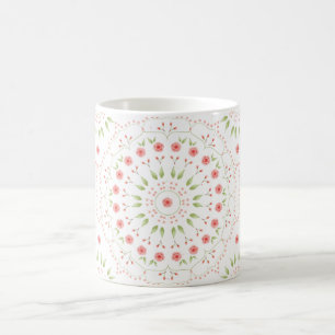 Blommig Rosa Söt Minimalistisk Chic Mandala Mönste Kaffemugg