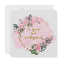 Blommig, rosa tackkort