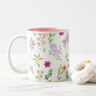 Blommig Rosa Vildblomma Botanisk Keramik Mugg