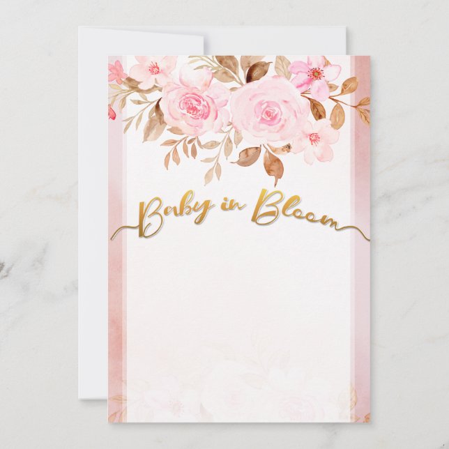 Blommig rosafärgad baby shower Spara datum-inbjuda Inbjudningar (Baksida)