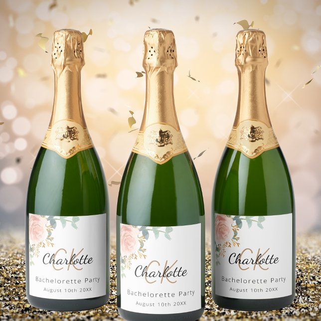 Blommig roséguld monogram Sjungmöfest (Skapare uppladdad)