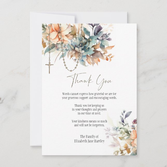 Blommig Rosenkrans Foto  Begravning Kondoleanser S Tack Kort (Framsida)