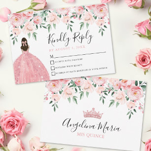 Blommig Rosenskär Quinceanera-Svarskort OSA Kort