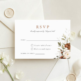 Blommig Rost Crème Grönska Höst Bröllop RSVP-kort Inbjudningar