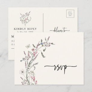 Blommig RSVP Bröllopskort Vykort