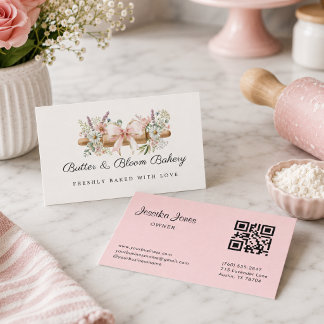 Blommig Rullningskaka Bakery Affärskort Visitkort