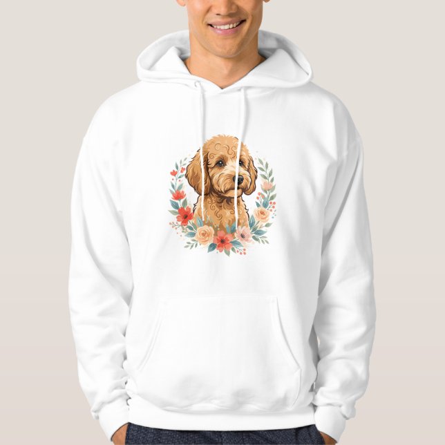Blommig Rund Hund Sublimering Hoodie (Framsida)