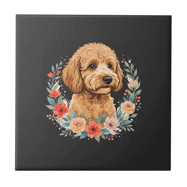 Blommig Rund Hund Sublimering Kakelplatta (Framsidan)