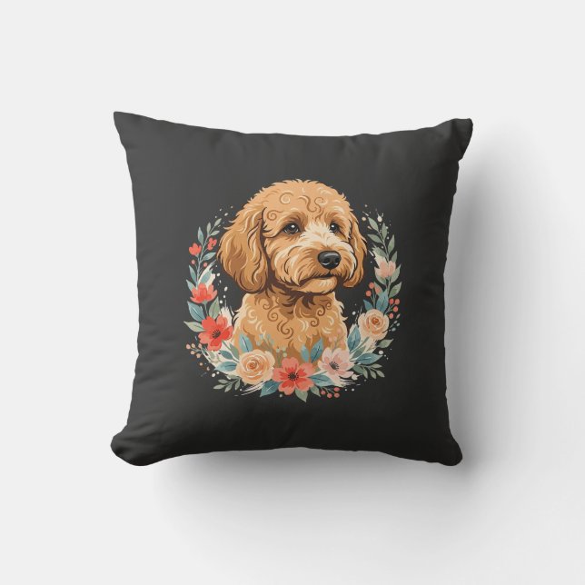 Blommig Rund Hund Sublimering Kudde (Framsida)