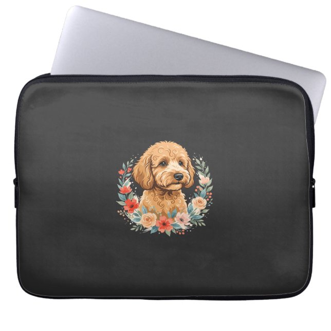 Blommig Rund Hund Sublimering Laptop Fodral (Framsidan)