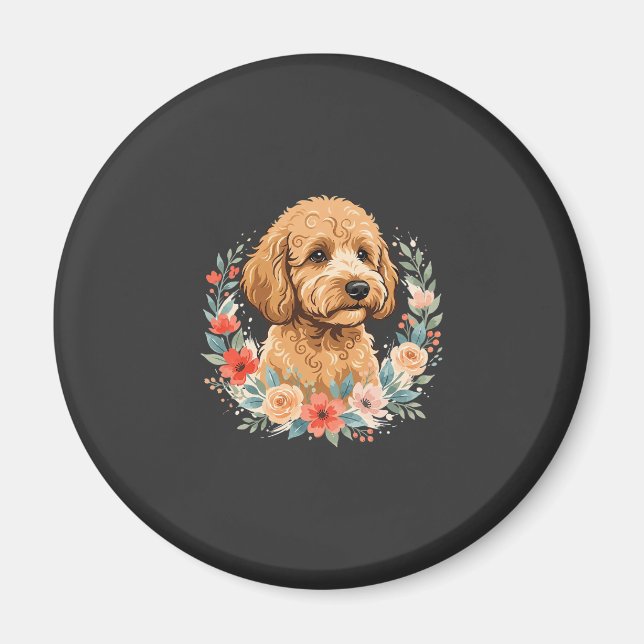 Blommig Rund Hund Sublimering Magnet (Framsidan)