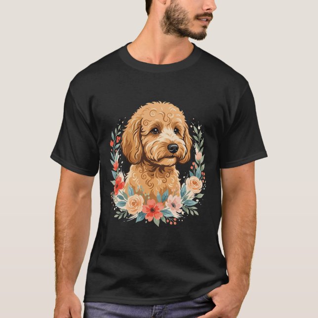 Blommig Rund Hund Sublimering T Shirt (Framsida)