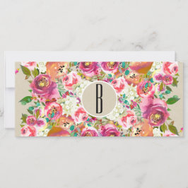 Blommig Rustik Kraft Monogrampresentkort