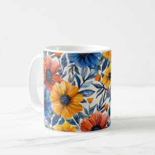 Blommig rustik mode retro mönster kaffemugg