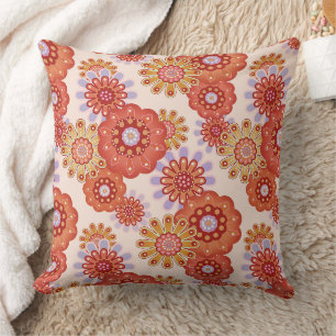 Blommig rustik retro brun beige kudde