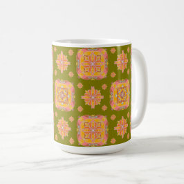 Blommig Rutnät  Kaffemugg