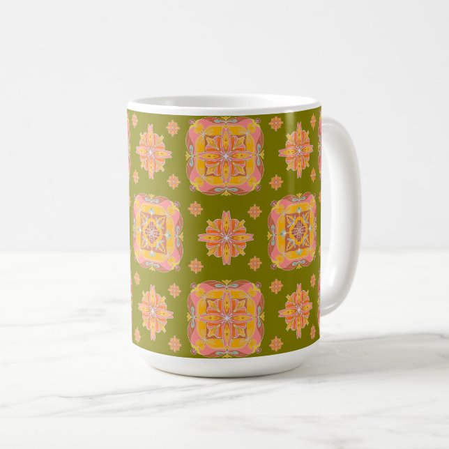 Blommig Rutnät  Kaffemugg (Framsida höger)