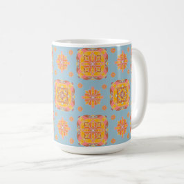 Blommig Rutnät  Kaffemugg