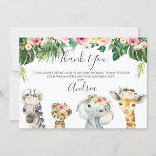 Blommig Safari Baby Shower Tacksamhetskort Inbjudningar