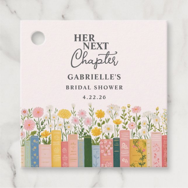 Blommig saga Brudens Nästa Kapitel Bröllopsdusch  Gåvor Etiketter (Framsida)