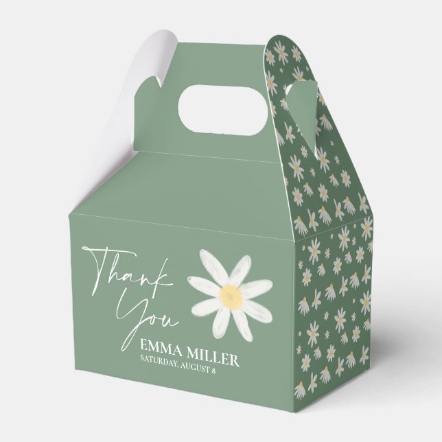 Blommig Sagegrön Tack Presentaskar (Framsidan Sidan)