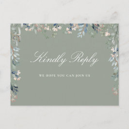 Blommig sagelgrön sångförfrågan RSVP Postkort Inbjudan Vykort