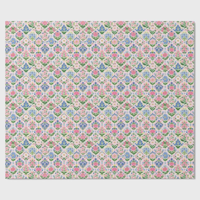 Blommig scallop presentpapper (Platt)