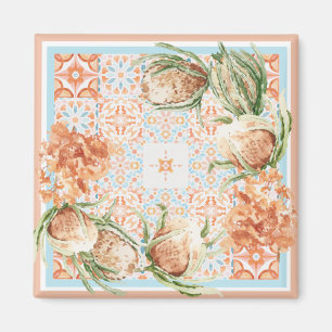 Blommig scarfdesign magnet