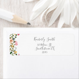 Blommig script returadress etikett