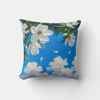 Blommig serie kastkudde - Vit Magnolia Kudde