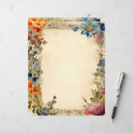 Blommig Shabby Chic skrotjournal antikt papper