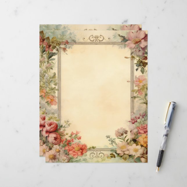 Blommig Shabby Chic skrotjournal vintagepapper (Fram/Back In Situ)
