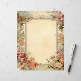 Blommig Shabby Chic skrotjournal vintagepapper