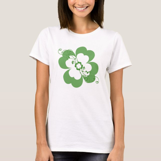 Blommig Shamrock-skjorta Tee Shirt (Framsida)