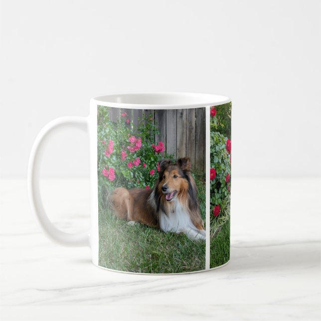 Blommig Sheltie Kaffemugg (Vänster)