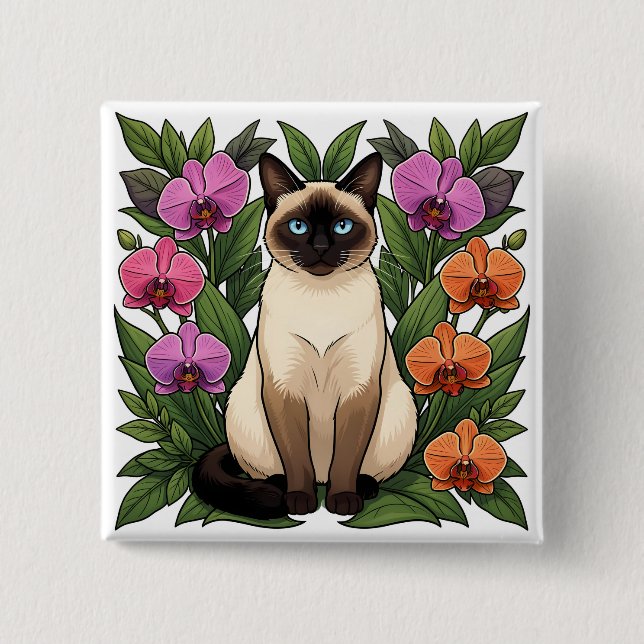 blommig siames katt knapp (Framsida)
