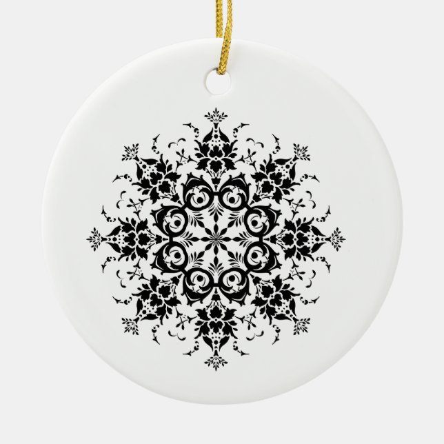 Blommig silhuett julgransprydnad keramik (Framsidan)