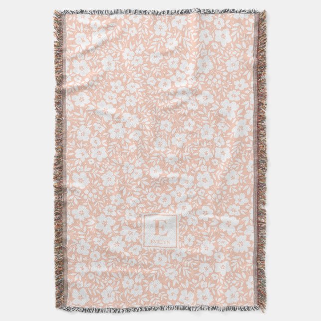 blommig Sittdyna med eget namn och monogram Filt (Framsidan Vertikal)