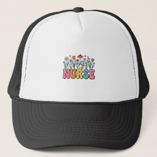 Blommig Sjuksköterska Bubbel Bokstav Vintage Stil Keps