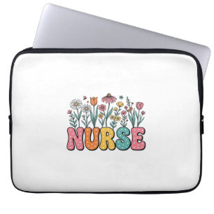 Blommig Sjuksköterska Bubbel Bokstav Vintage Stil  Laptop Fodral