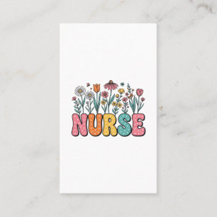 Blommig Sjuksköterska Bubbel Bokstav Vintage Stil  Visitkort