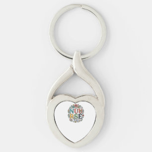 Blommig sjuksköterska skjorta design vintage medic twisted heart silverfärgad nyckelring