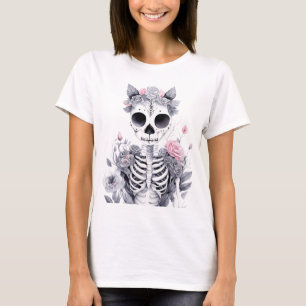 Blommig Skelett Pastell Gothic Coquette T Shirt