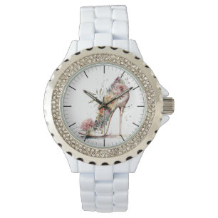 Blommig sko armbandsur