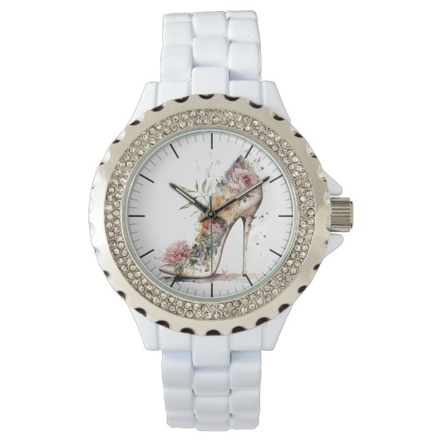 Blommig sko armbandsur (Framsida)