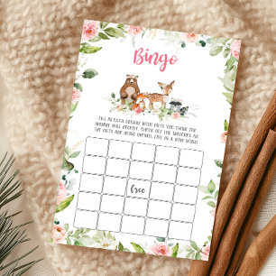 Blommig Skogs Baby Shower Bingo Spel